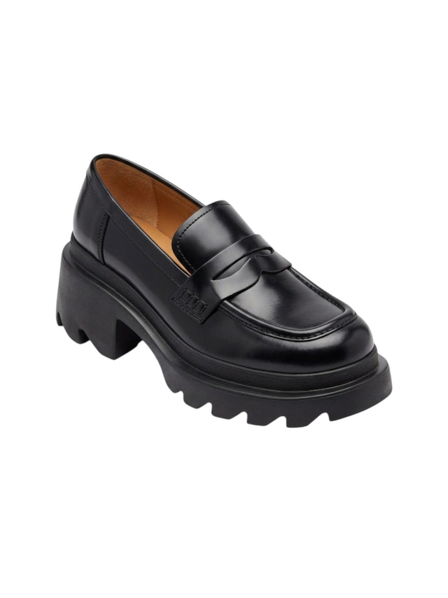 Image for Women's Plain High Loafer Shoes,Black