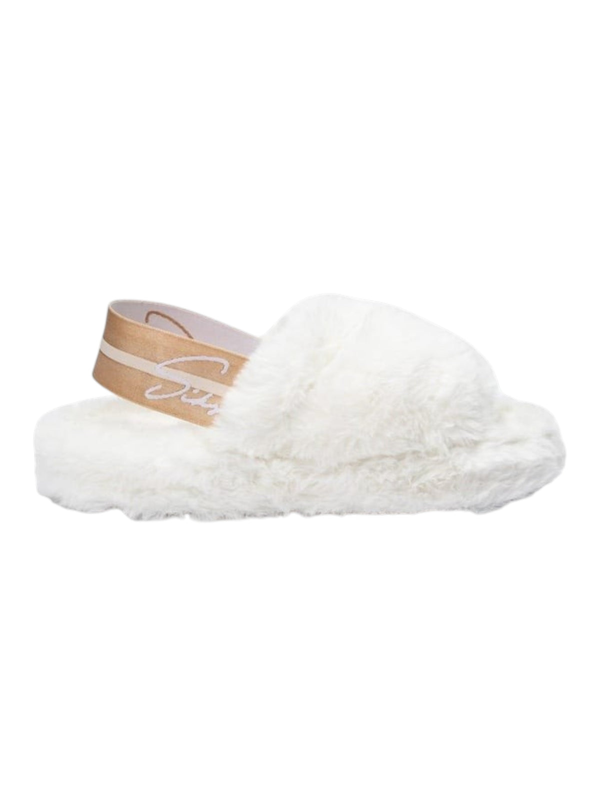 Image for Women's Textured Faux Fur Slippers,White
