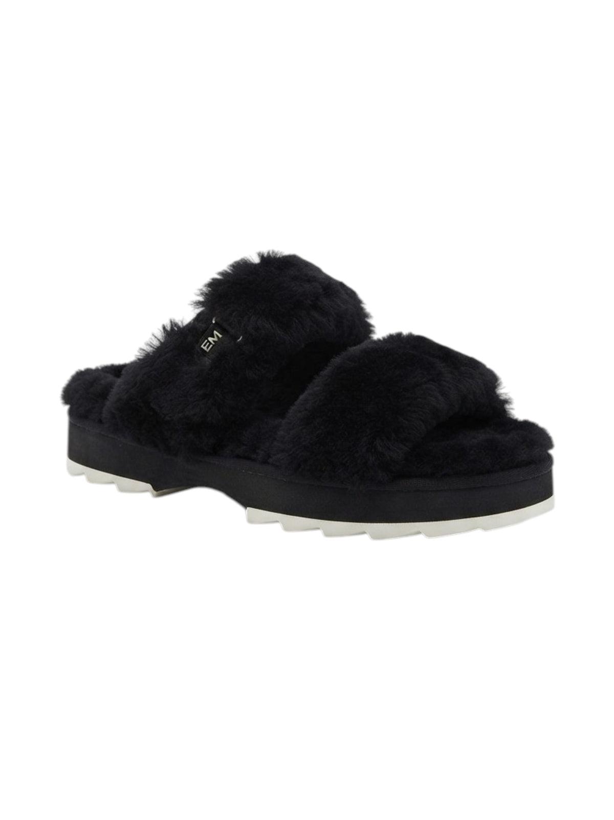 Image for Women's Plain Faux Fur Slippers,Black