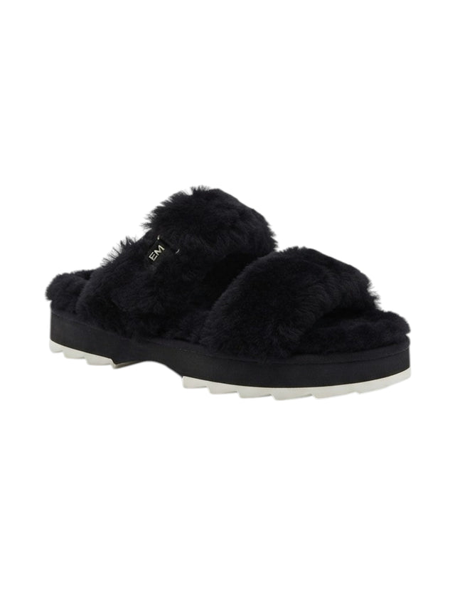 Image for Women's Plain Faux Fur Slippers,Black