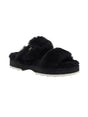 Image for Women's Plain Faux Fur Slippers,Black