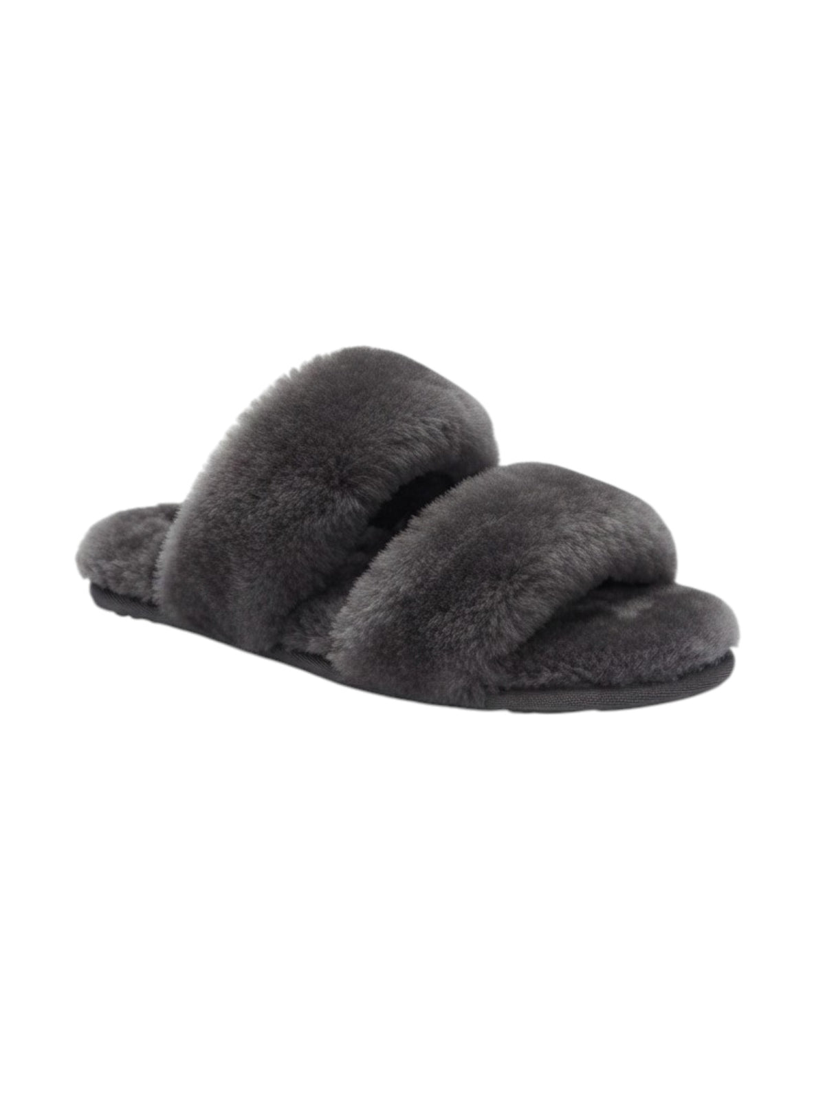 Image for Women's Plain Faux Fur Slippers,Dark Grey