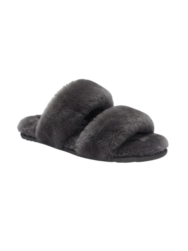 Image for Women's Plain Faux Fur Slippers,Dark Grey