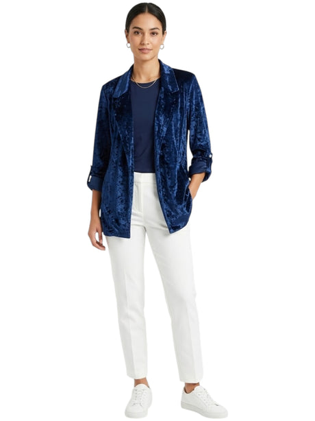 Image for Women's Plain Velvet Blazer,Navy