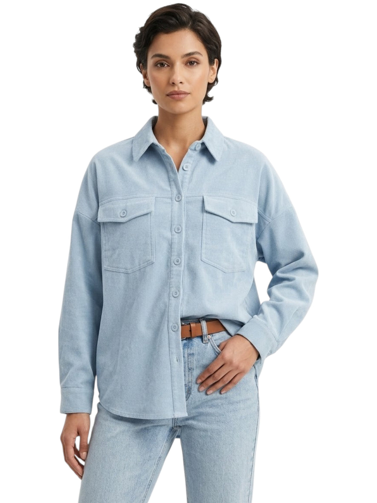 Image for Women's Textured Dress Shirt,Light Blue