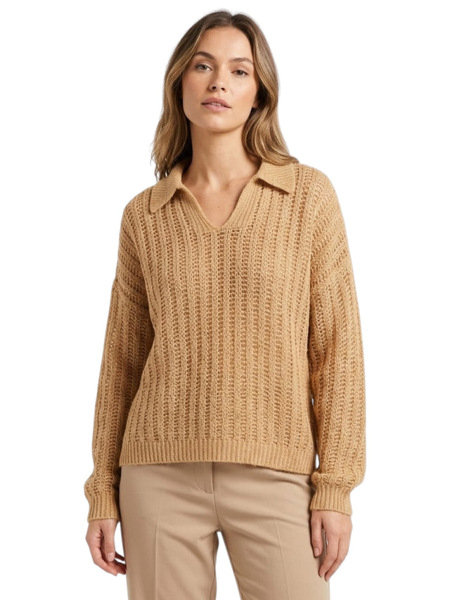 Image for Women's Open Knitted Sweaters,Dark Beige