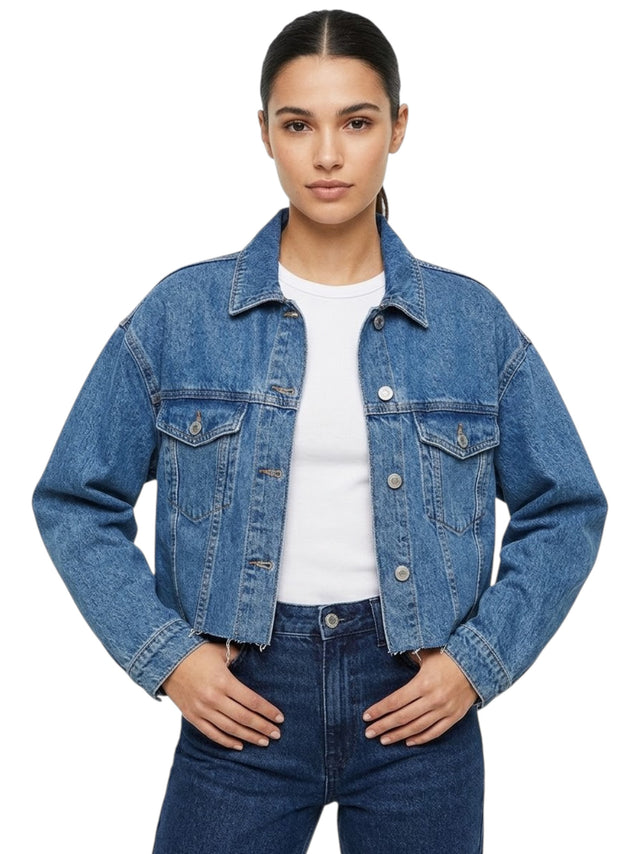 Image for Women's Plain Denim Jacket,Blue