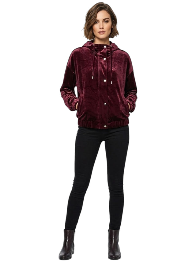 Image for Women's Plain Velvet Jacket,Burgandy