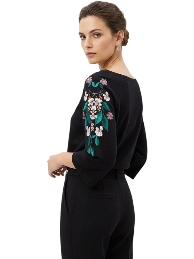 Image for Women's Floral Printed Top,Black