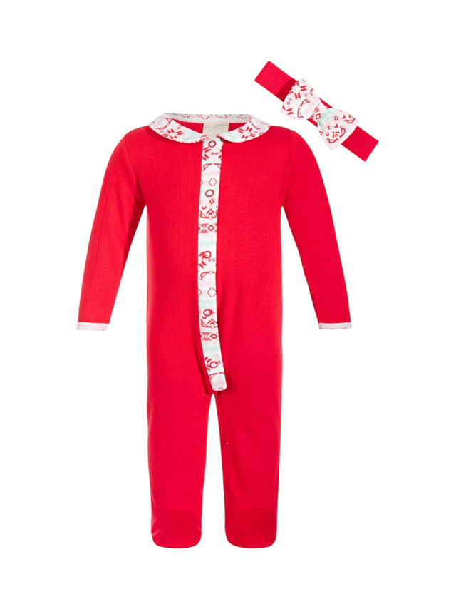 Image for Kids Girl's Printed Jumpsuit With Headband,Red