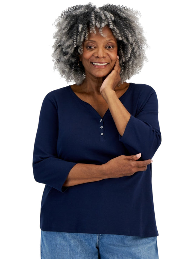 Image for Women's Plain Solid Top,Navy