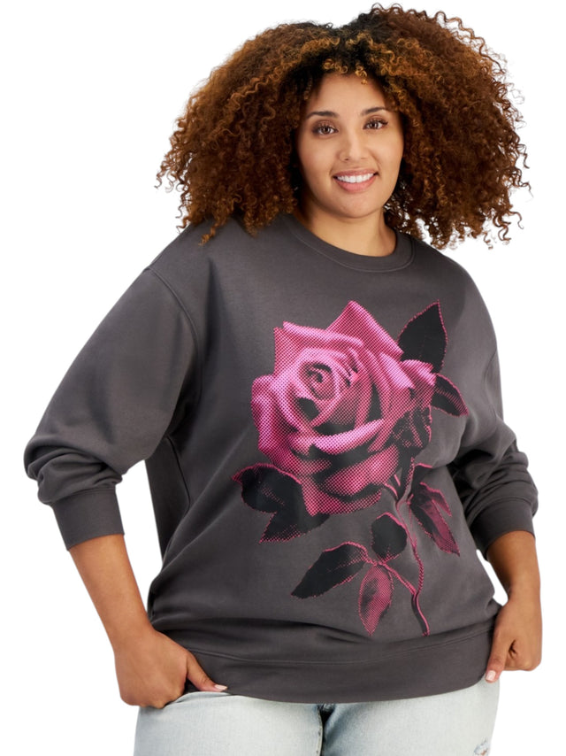 Image for Women's Floral Perinted Sweaters,Grey