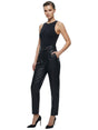 Image for Women's Plain Leather Classic Pants With Belt,Black