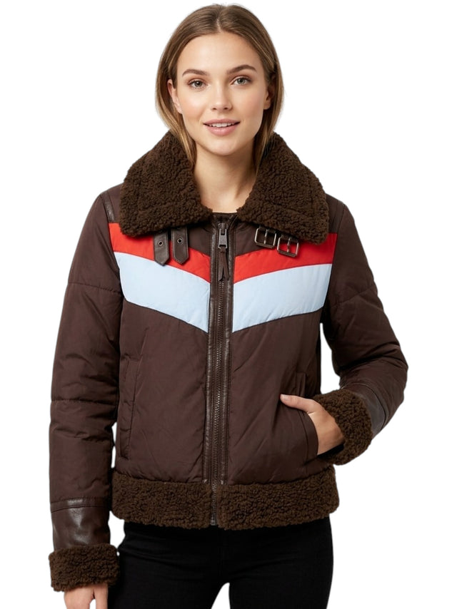 Image for Women's ColorBlocked Jacket,Brown