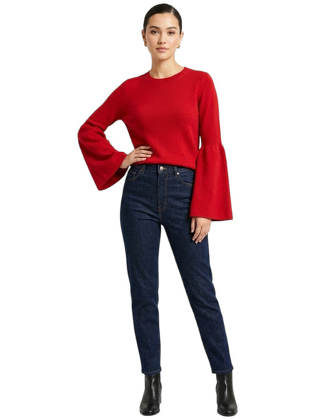Image for Women's Plain Knitted Top,Red