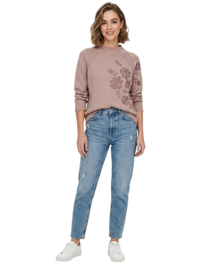 Image for Women's Embroidered Knitted Sweater,Mauve