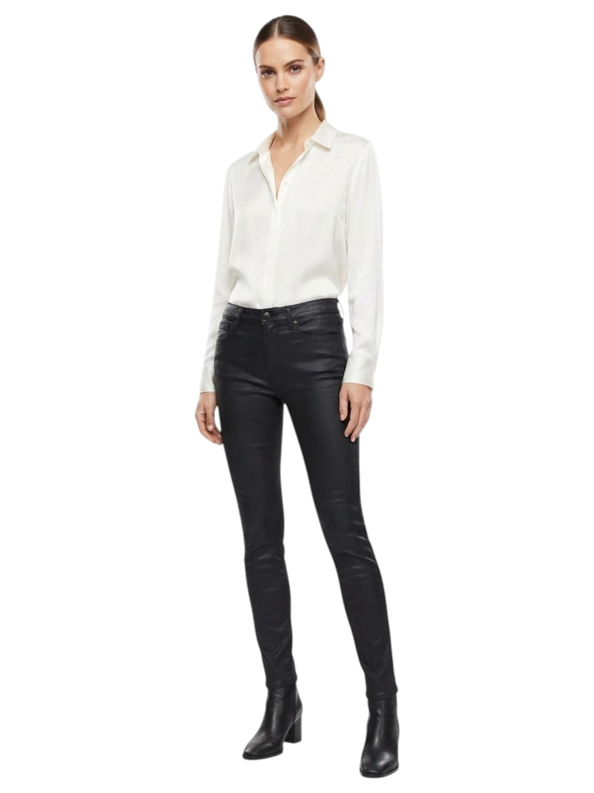 Image for Women's Plain Leather Pants,Black