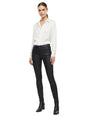 Image for Women's Plain Leather Pants,Black