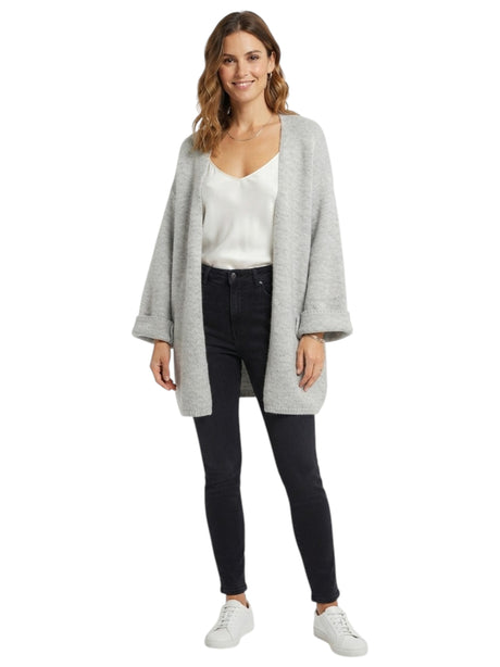 Image for Women's Plain Knitted Cardigan,Grey