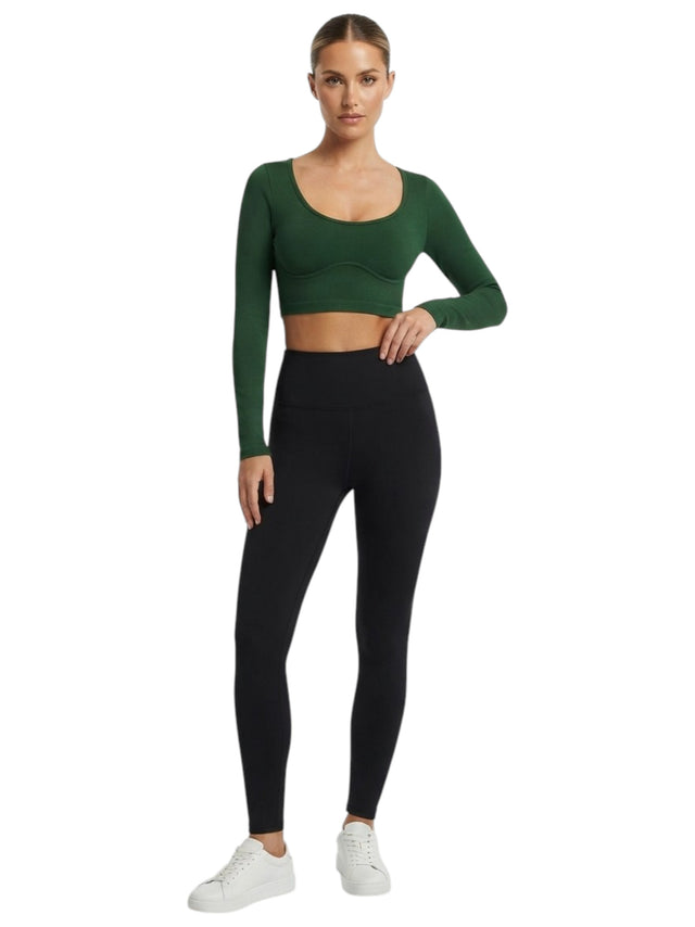 Image for Women's Ribbed Sport Crop Top,Olive