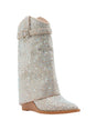 Image for Women's Rhinestone Cuffed Wedge Western Boots,Multi