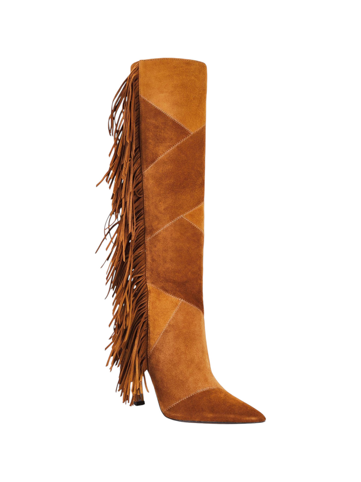 Image for Women's Textured High Boots With Dramatic Fringe Detail,Brown