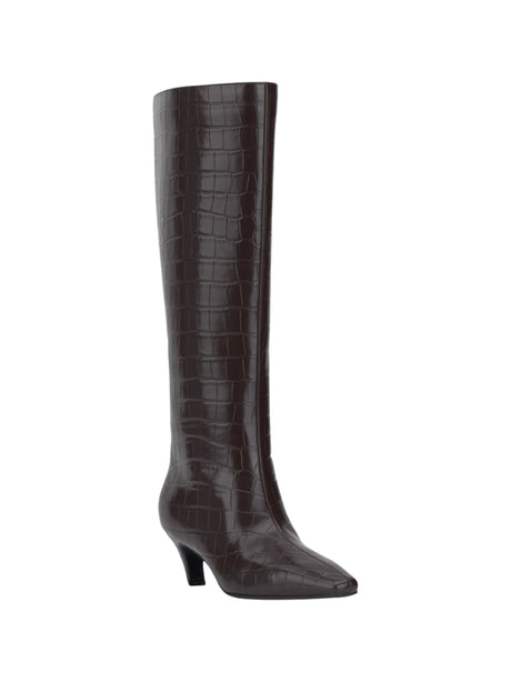 Image for Women's Crocodile-Embossed High Boots,Brown