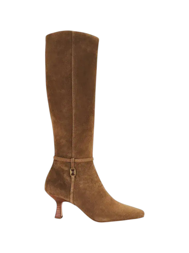Image for Women's Plain Raquel Suede High Boots,Olive Brown