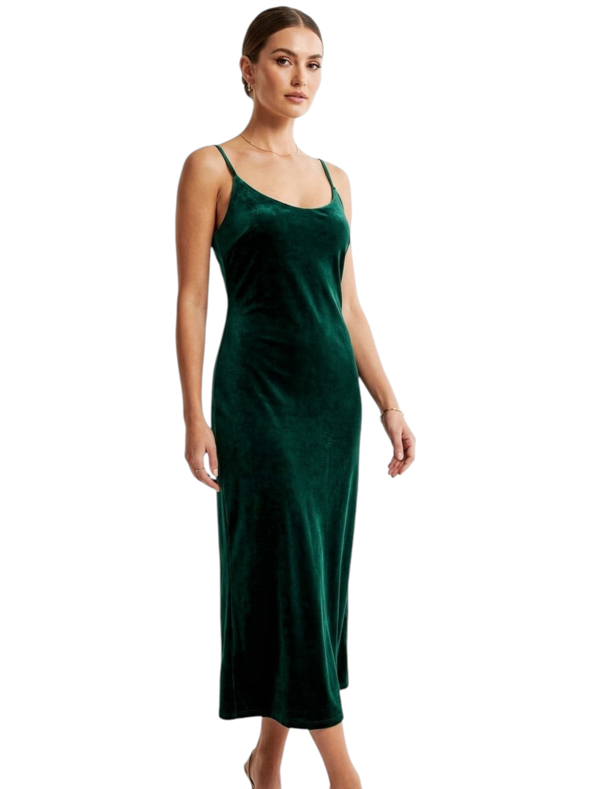Image for Women's Plain Velvet Dress,Olive