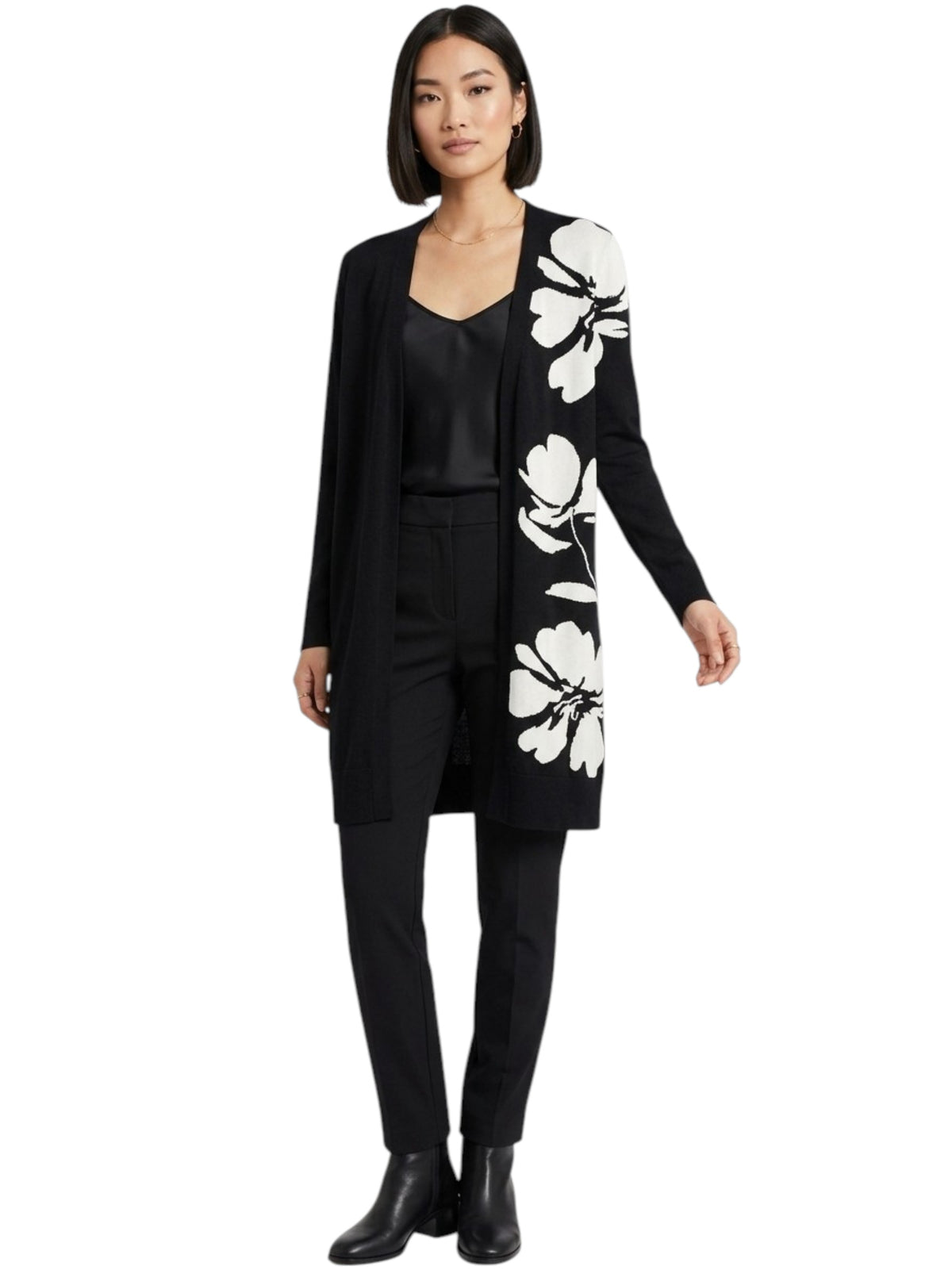 Image for Women's Printed Cardigan,Black