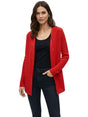 Image for Women's Plain Open Knitted Cardigan,Red