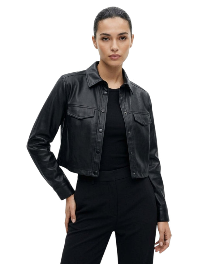 Image for Women's Plain Leather jacket,Black