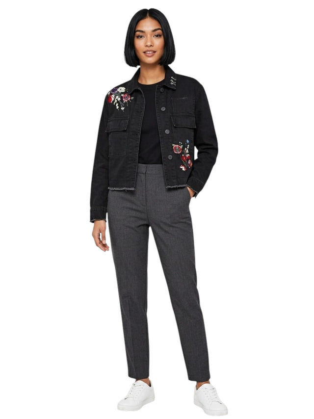 Image for Women's Printed Denim Jacket,Black