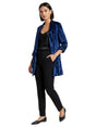Image for Women's Plain Velvet Blazer,Dusty Blue