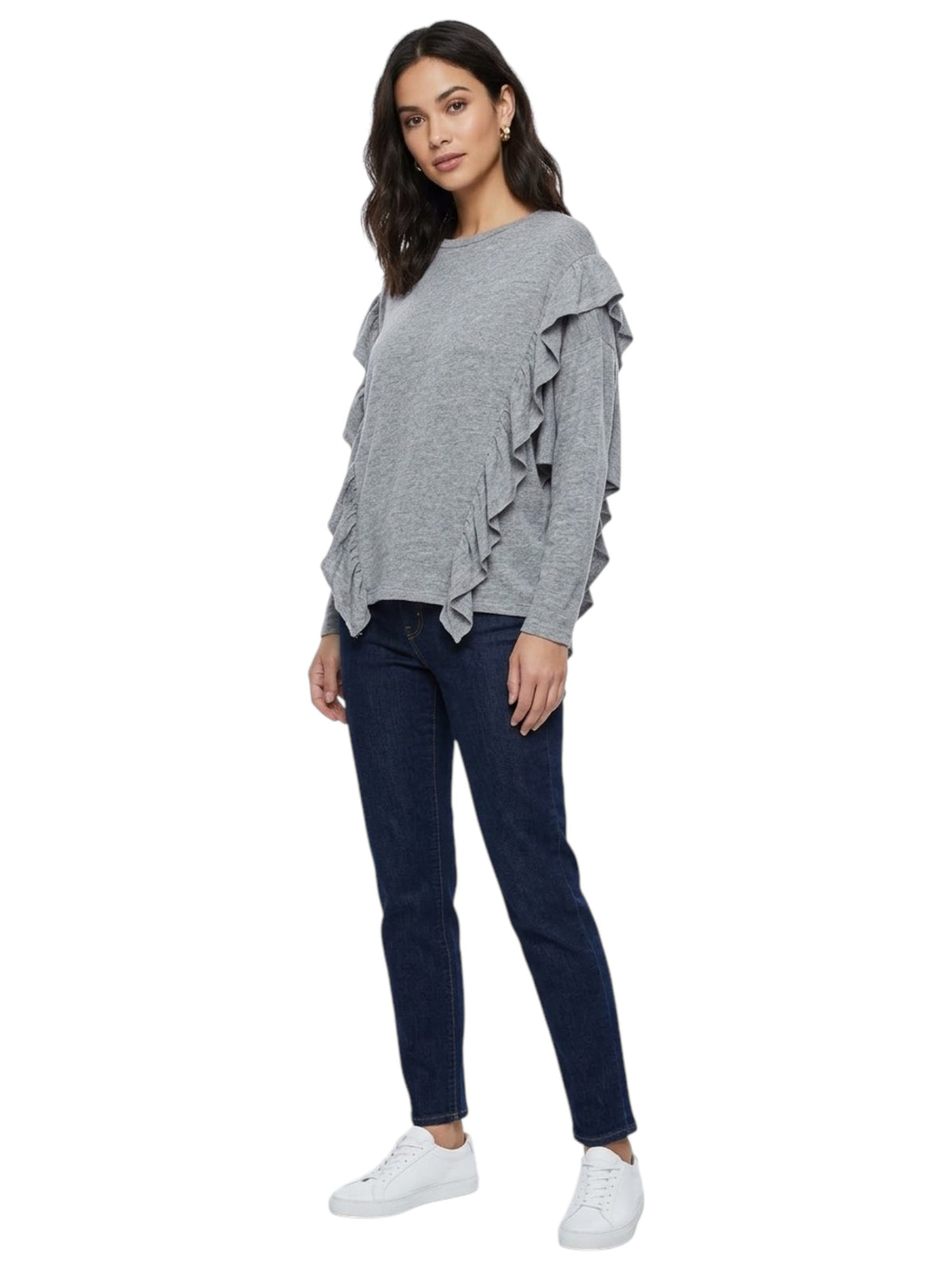 Image for Women's Plain Top With Ruffeld,Grey