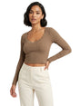 Image for Women's Ribbed Crop Top,Brown
