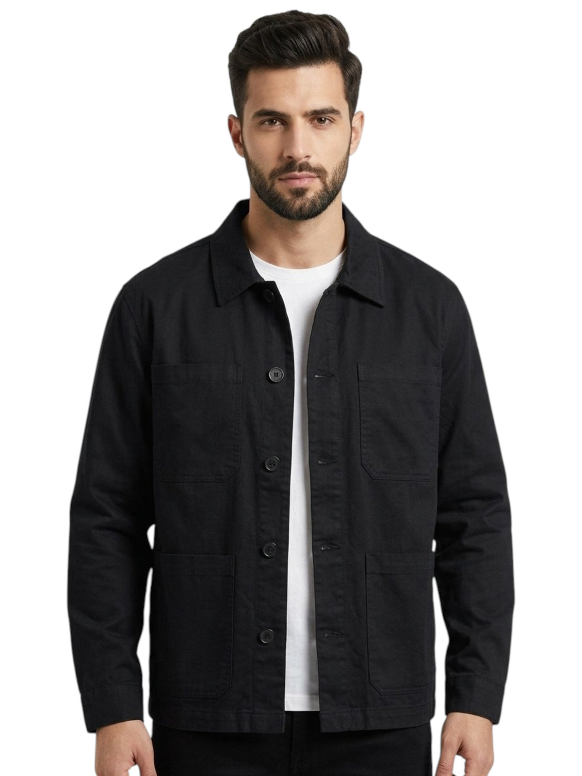 Image for Men's Plain Solid Dress Shirt,Black