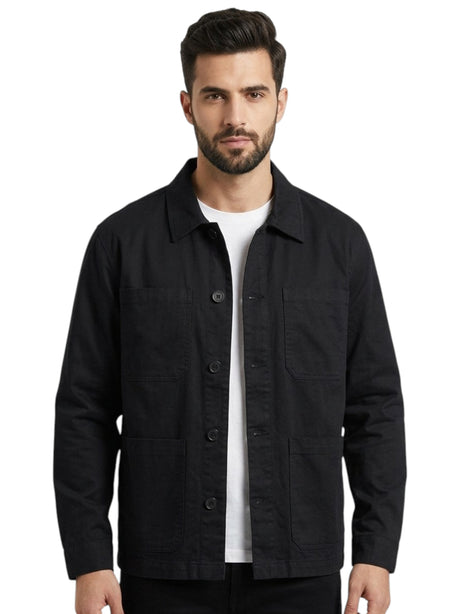 Image for Men's Plain Solid Dress Shirt,Black