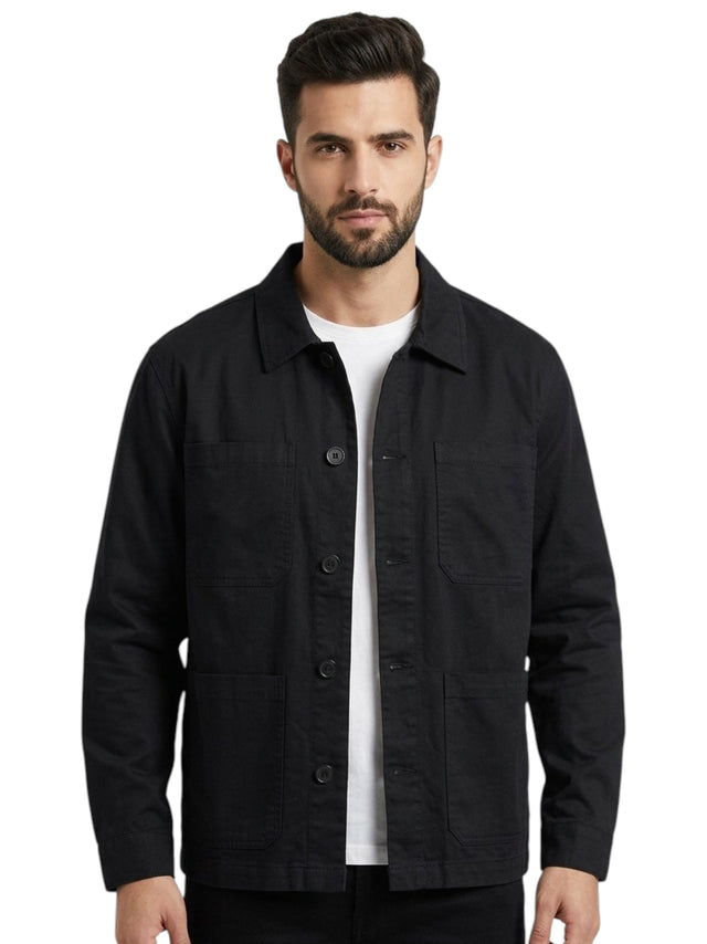 Image for Men's Plain Solid Dress Shirt,Black