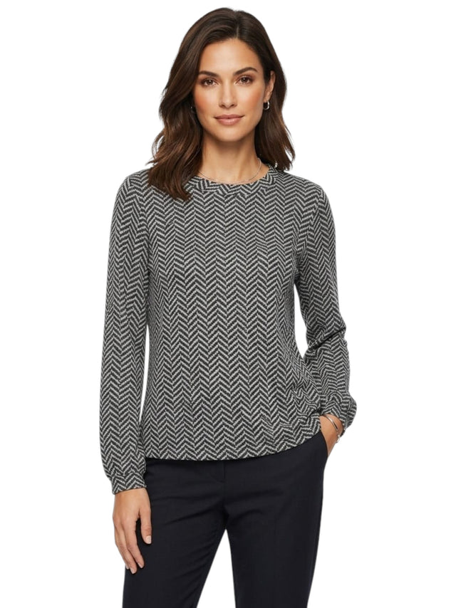 Image for Women's Printed Top,Black/White