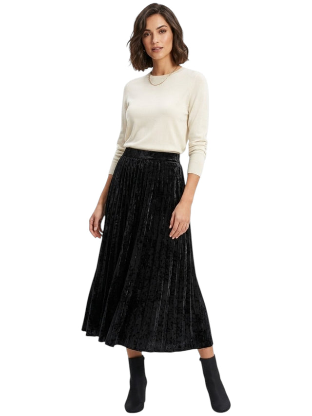 Image for Women's Plain Velevt Skirt,Black