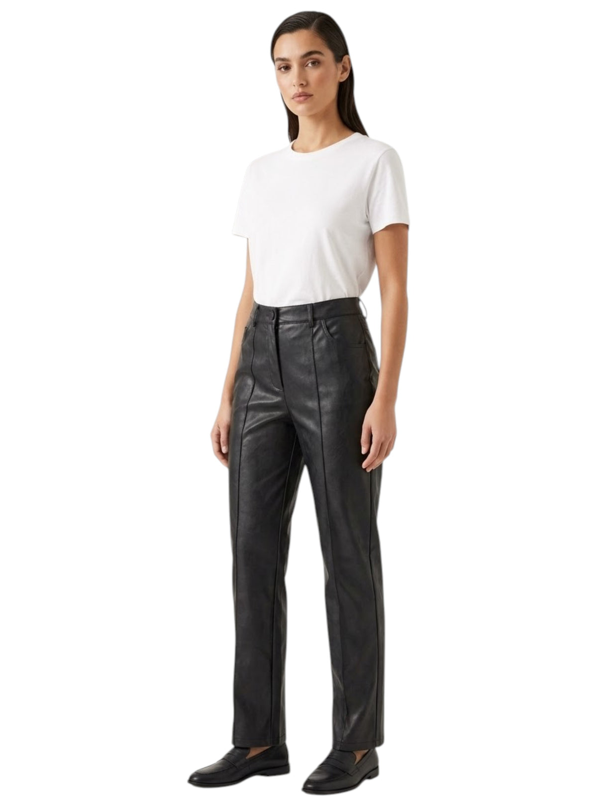 Image for Women's Plain Leather Pants,Black