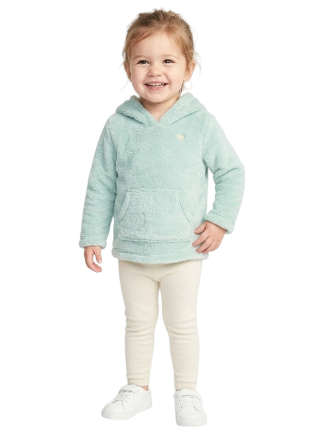 Image for Kids Girl's Plain Faux Fur Hoodies,Light Mint Blue