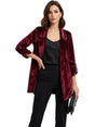 Image for Women's Plain Velvet Blazer,Burgandy