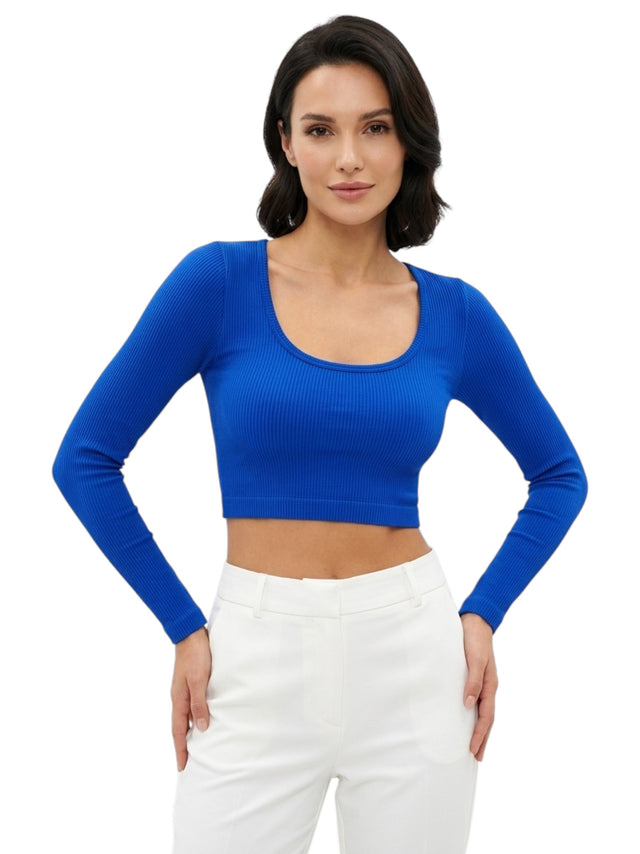 Image for Women's Ribbed Crop Top,Blue