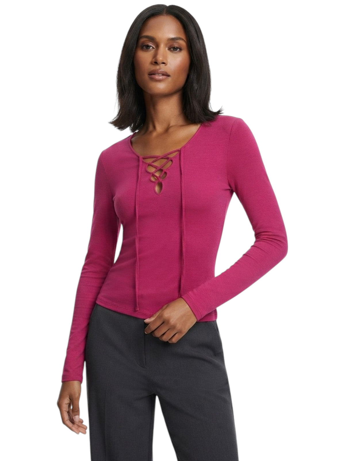Image for Women's Plain Solid Top,Dark Fuchsia 