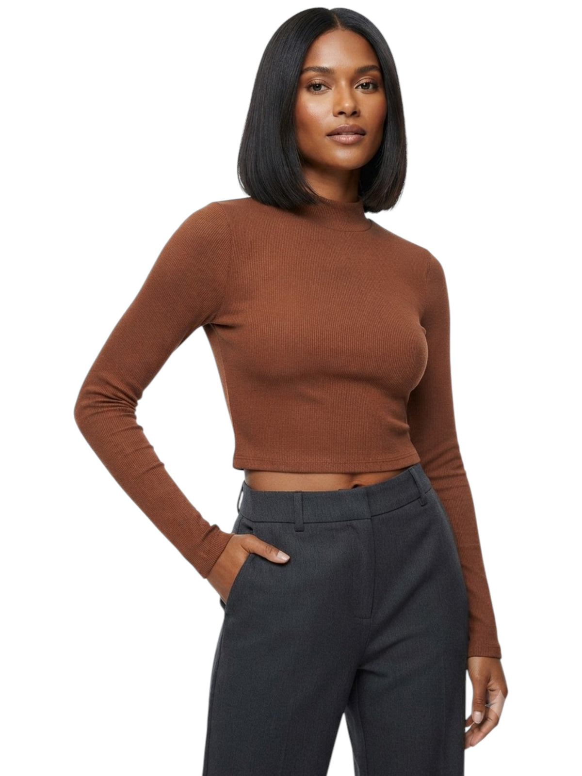 Image for Women's Ribbed Top,Brown