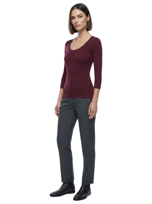 Image for Women's Plain Solid Top,Burgandy