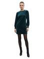 Image for Women's Plain Velvet Dress,Green