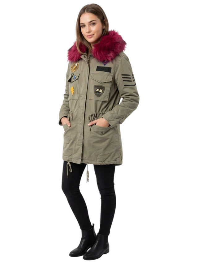 Image for Women's Printed Jacket,Olive